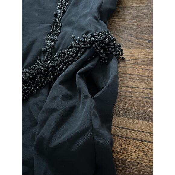 VTG Isabelle Allard Statement Strapless Beaded Black Dress Sz 42 France Pockets - Picture 11 of 12